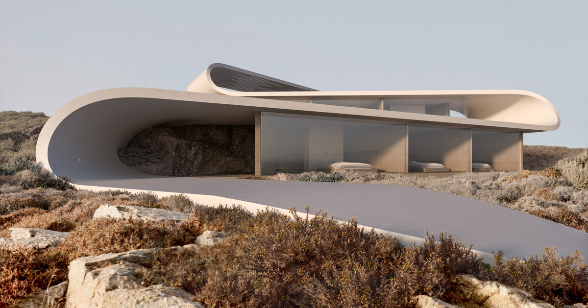 gnb architects' villa in mykonos unfolds like a ribbon toward the sea