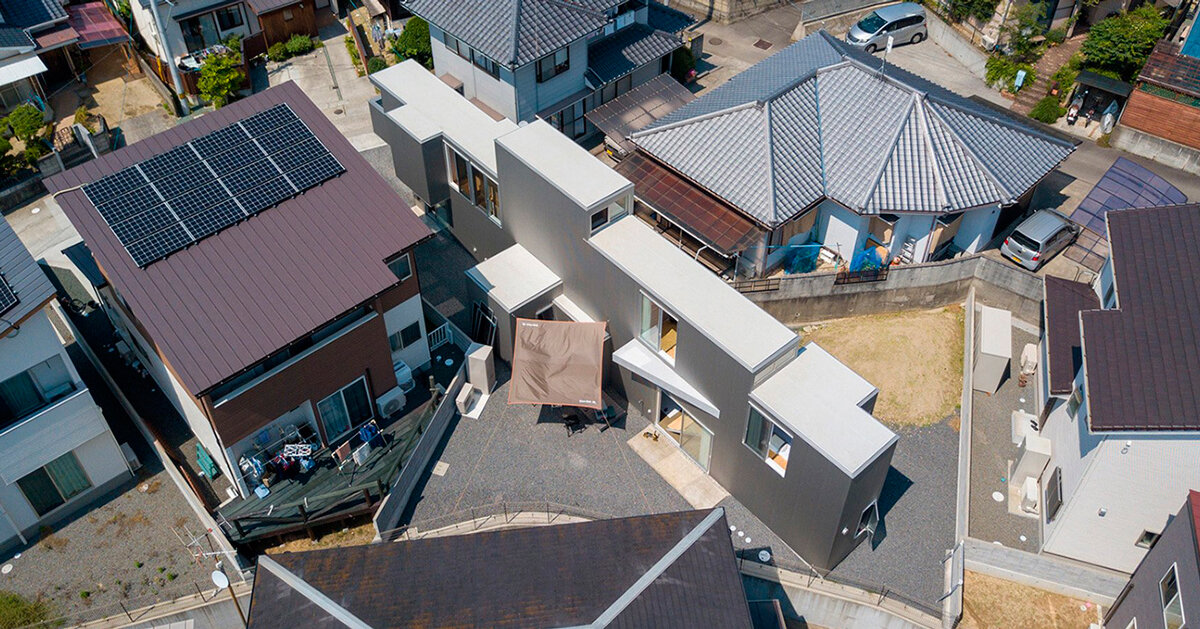 elongated house KJ lies on narrow flagpole lot in japan