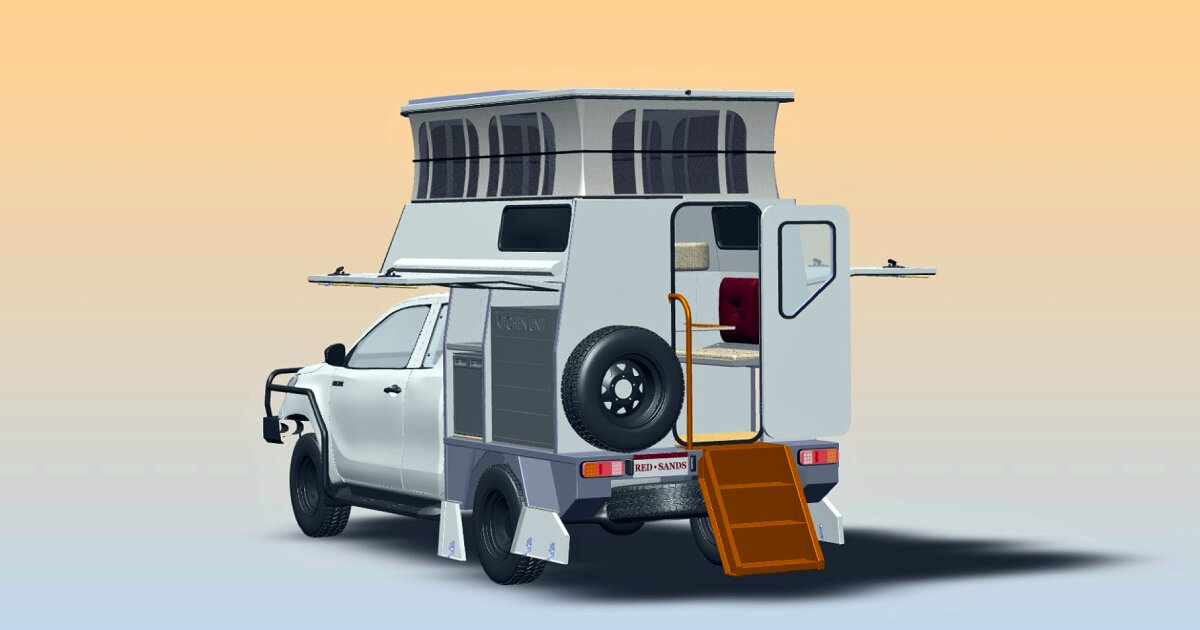 toyota hilux gets upgraded as 4WD camper with queen-sized bed and pull-out  breakfast bar