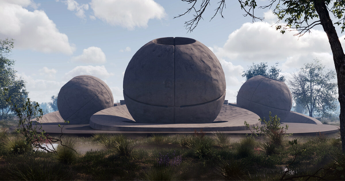 MAKHNO studio envisions its KHRAM temple as three spherical prayer rooms in ukraine