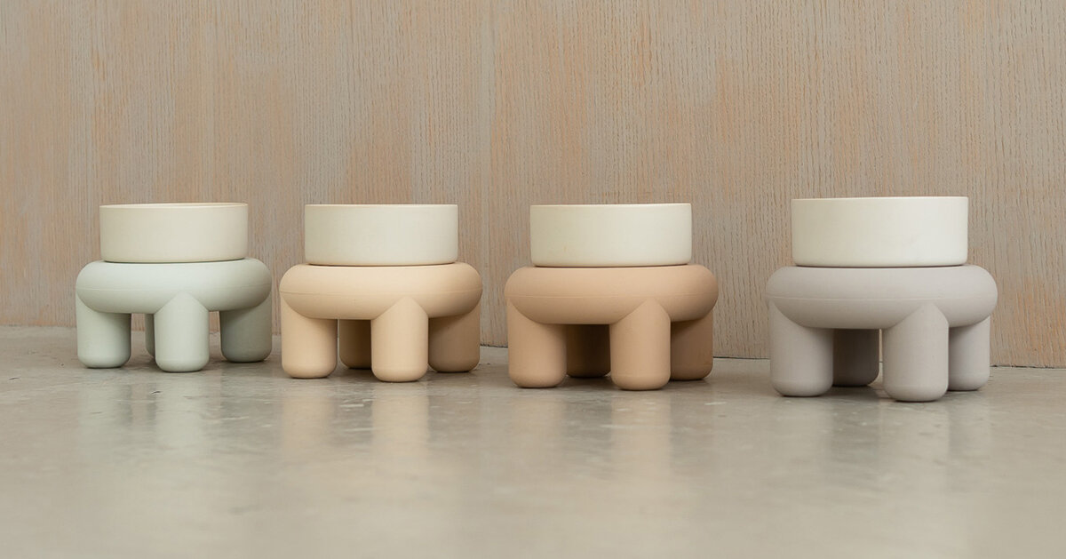 yongsik kim’s curvy como pet table collection is made of 100% silicone