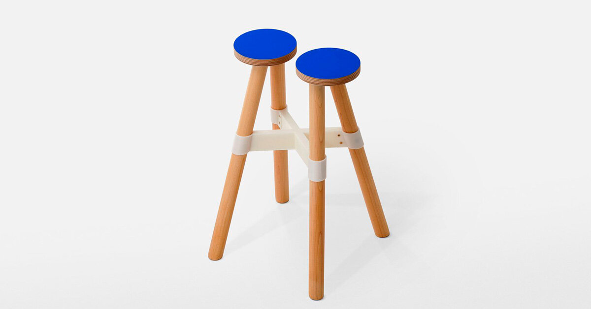 dots stool by mmmdesignstudio splits into two plywood circle seats