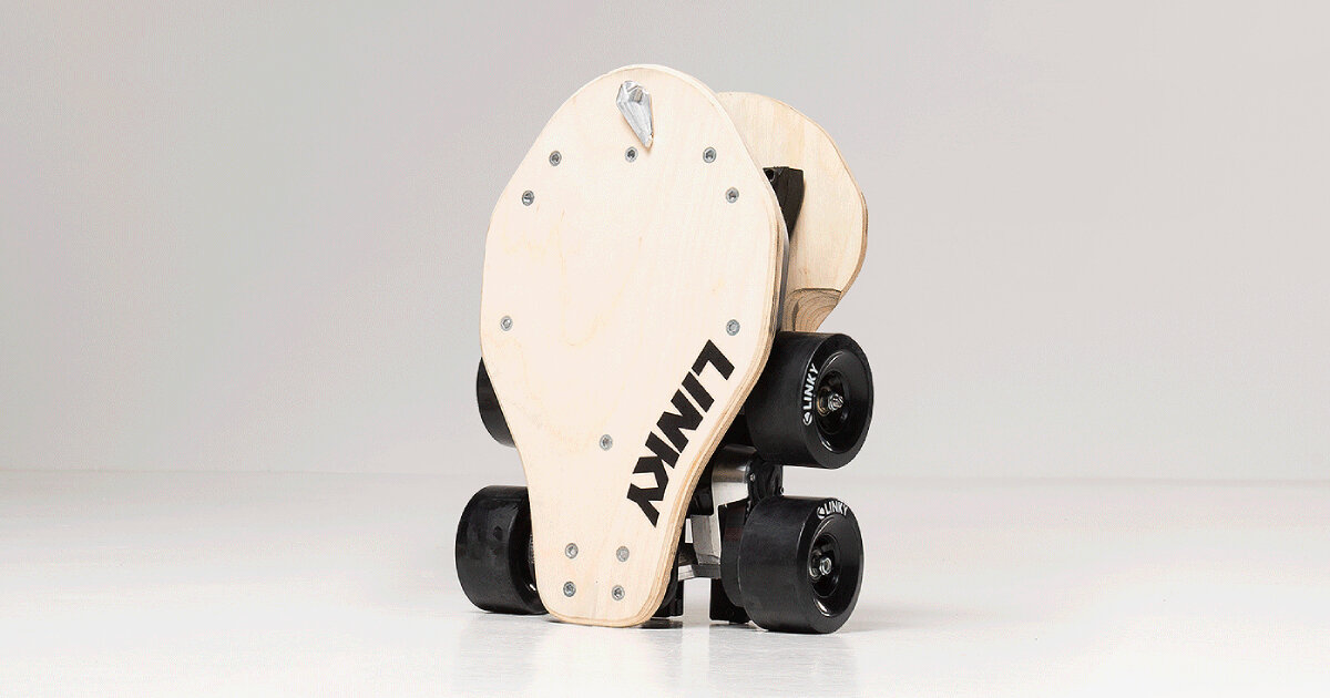 foldable electric longboard 'linky 2.0' fits in carry-on luggage