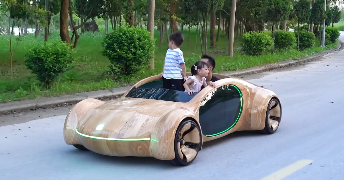 The real Apple concept car drives around as a hand-crafted wooden vehicle built from scratch