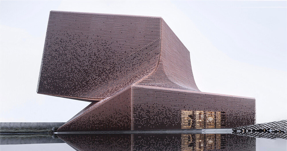 AZL architects wraps twisting jinling art museum with 139,000 ceramic bricks