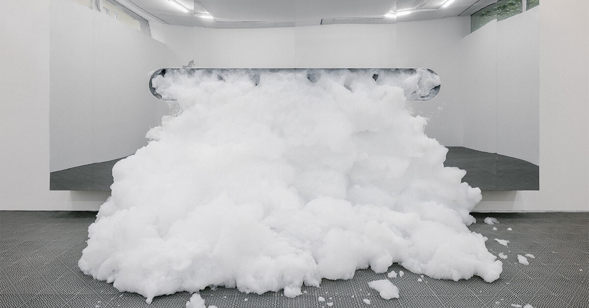 white foam envelops underground gallery in harry nuriev’s debut solo show at berlin art week