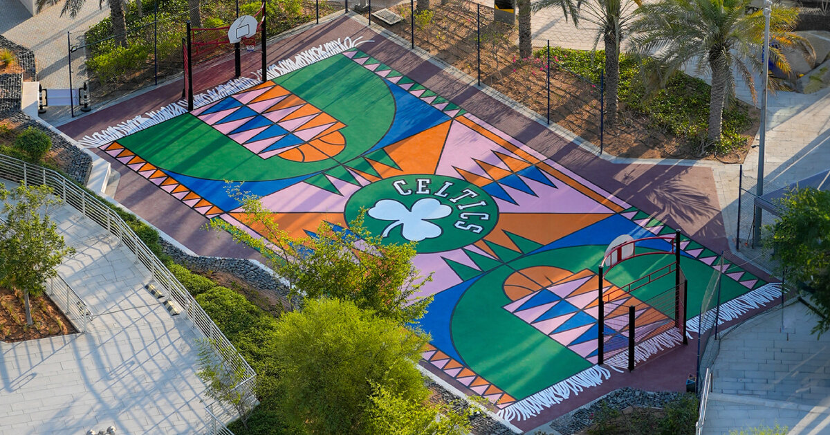 shoot hoops on a middle eastern rug at katrien vanderlinden’s basketball court in abu dhabi