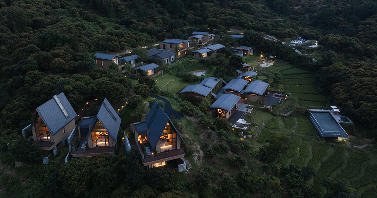 chinese resort by line+ embraces terraced mountain rhythms with varied-slope rooflines