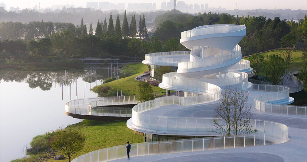 MUDA-architects mimics lujiatan wetland rivers with new project