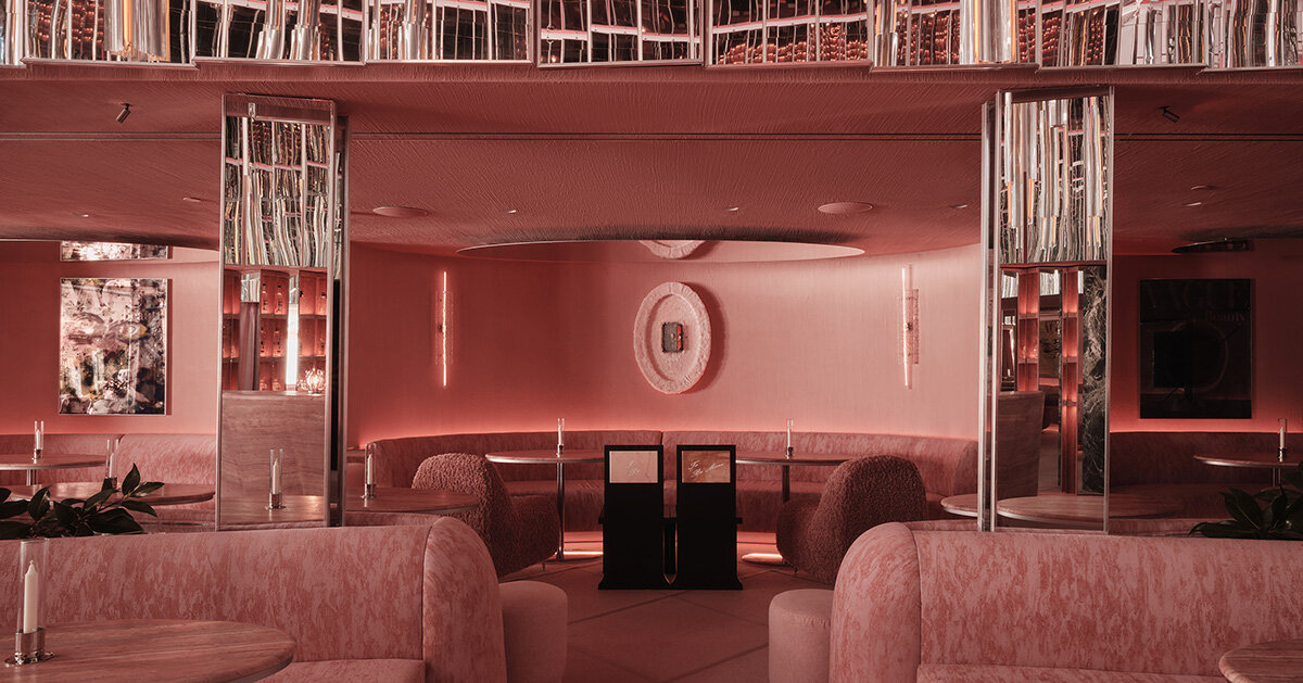 MPNYC brings pink travertine and green marble reflections to koumkan hotel bar in athens