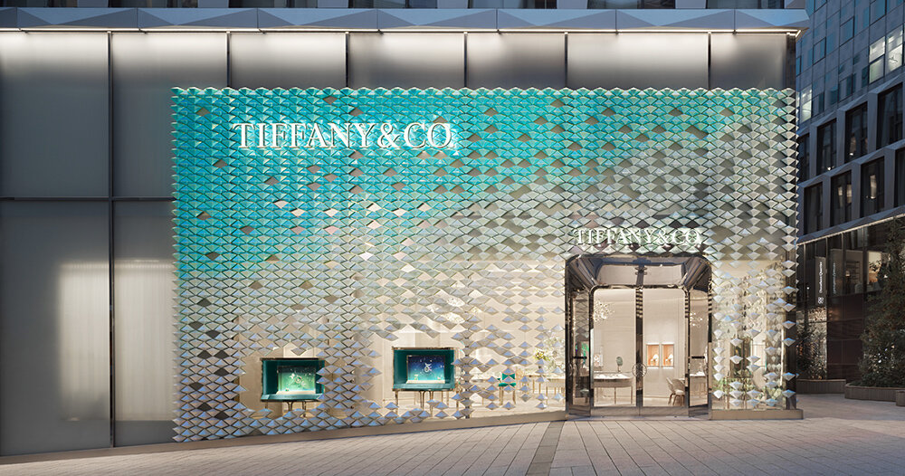 MVRDV drapes tiffany & co. stuttgart in facade of iridescent ceramic diamonds