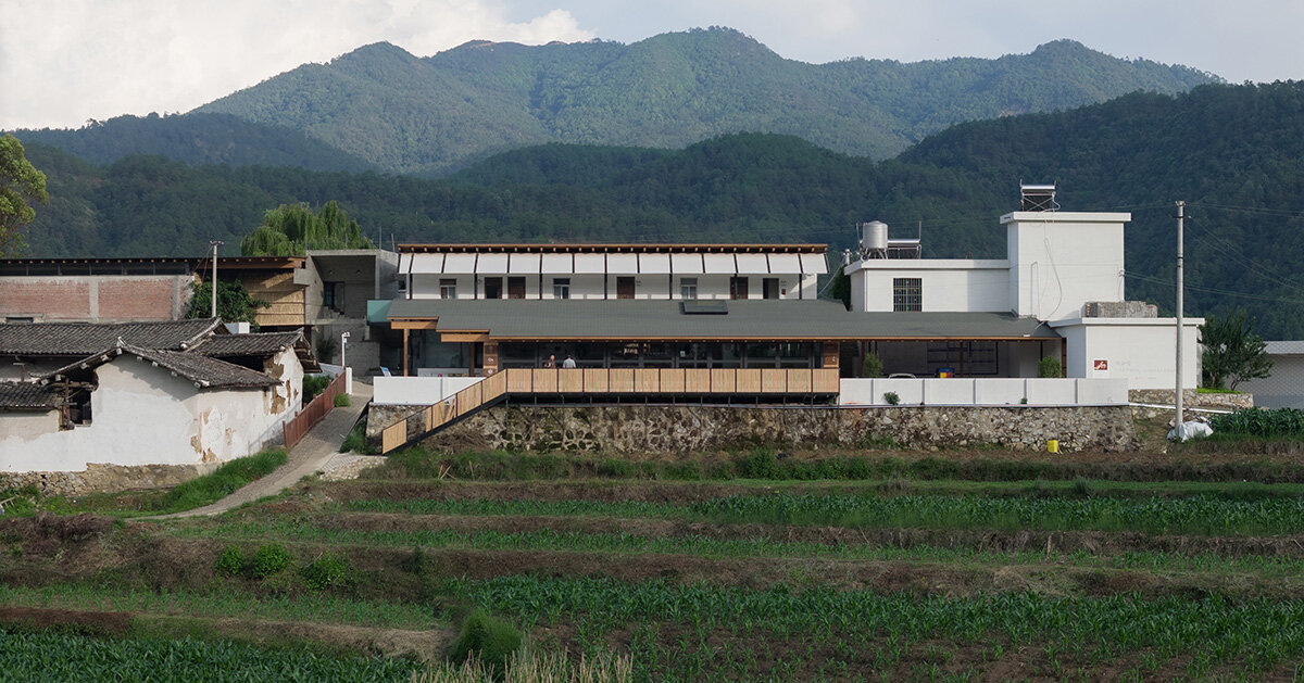 wooden frames by CLAB architects interlock with historic ruins in chinese community center