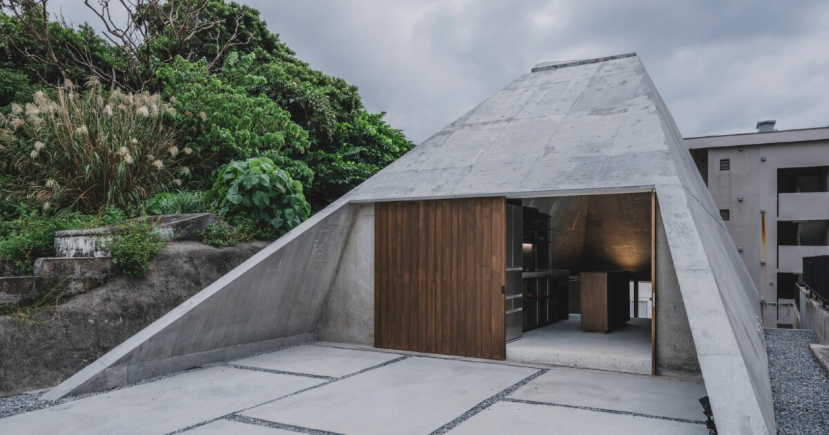 IGArchitects’ pyramid hut residence echoes concrete tombs in japan with monolithic form