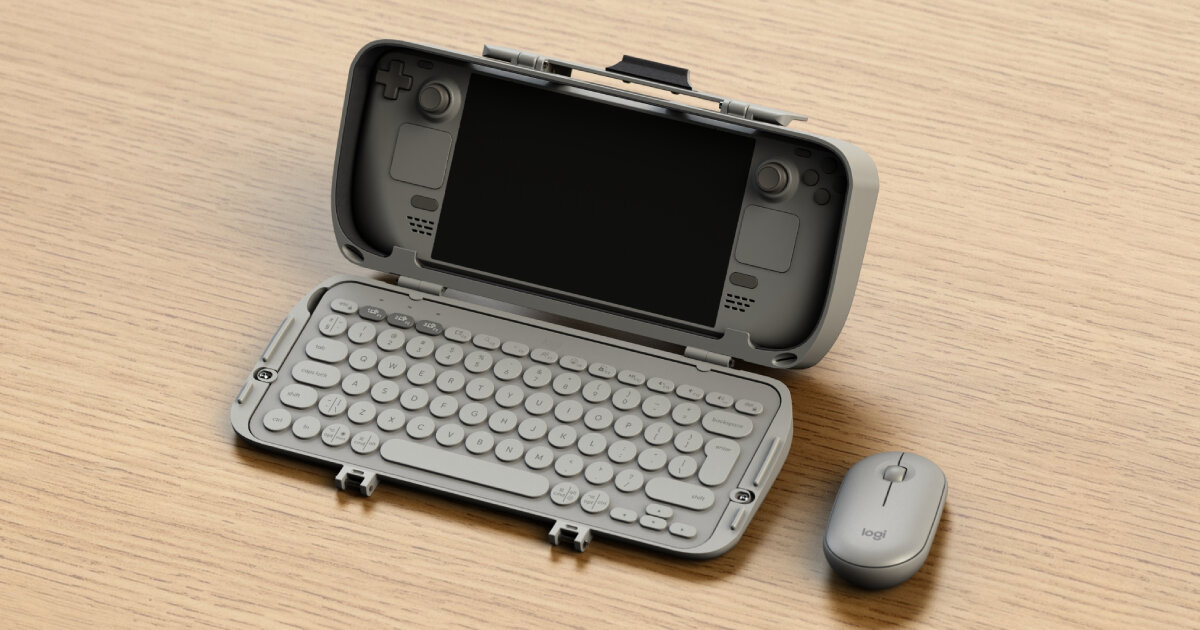 portable 3D printed case for steam deck turns the handheld gaming device into work laptop