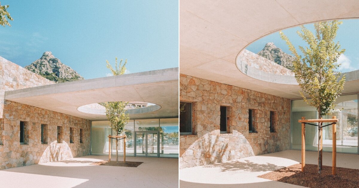 amelia tavella’s granite-carved school in corsica unfolds along the valley’s contours