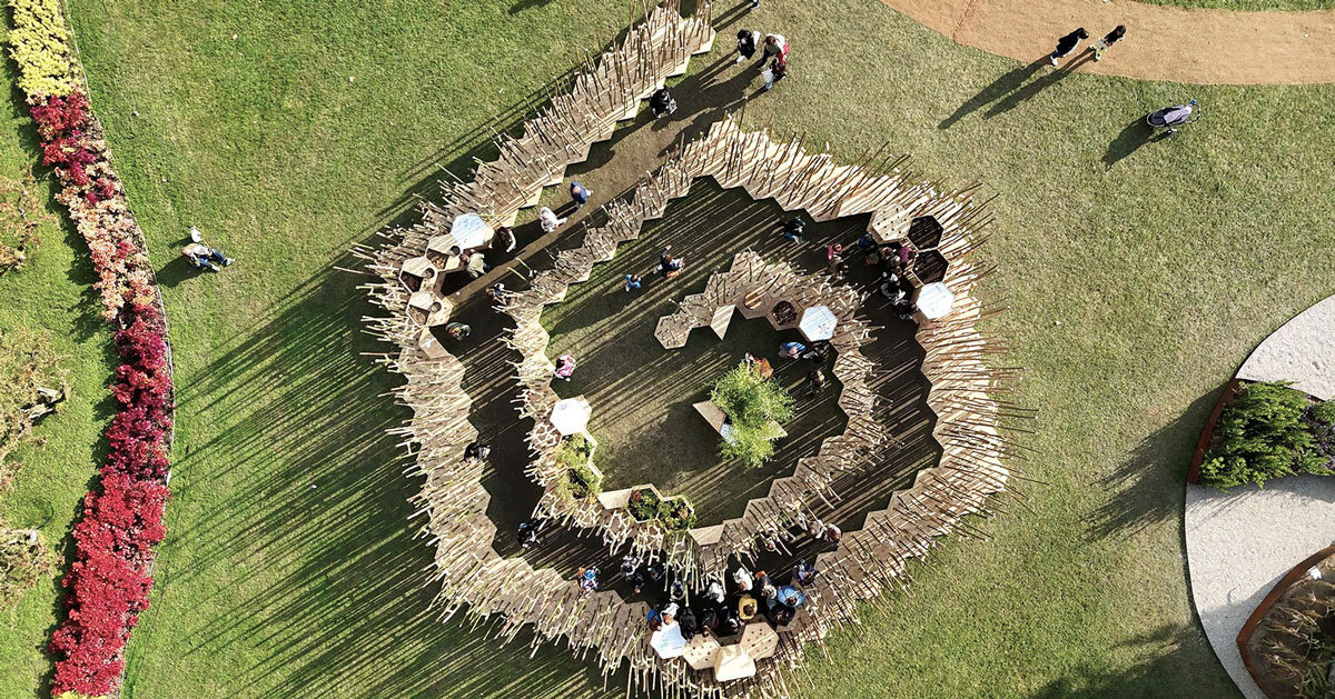 spiral bamboo pavilion by uau studio curates educational path on plant life cycle