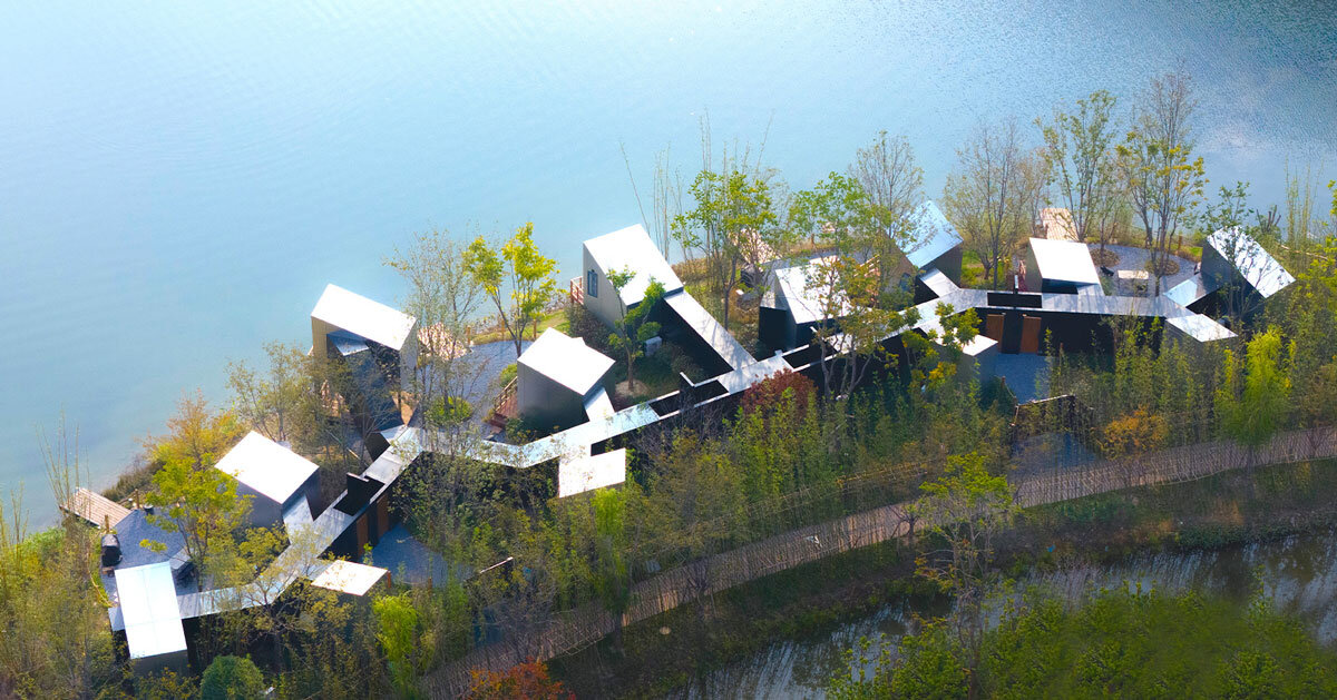 hand-charred wood clads wiki world’s cabin of maze complex dotting island in wuhan