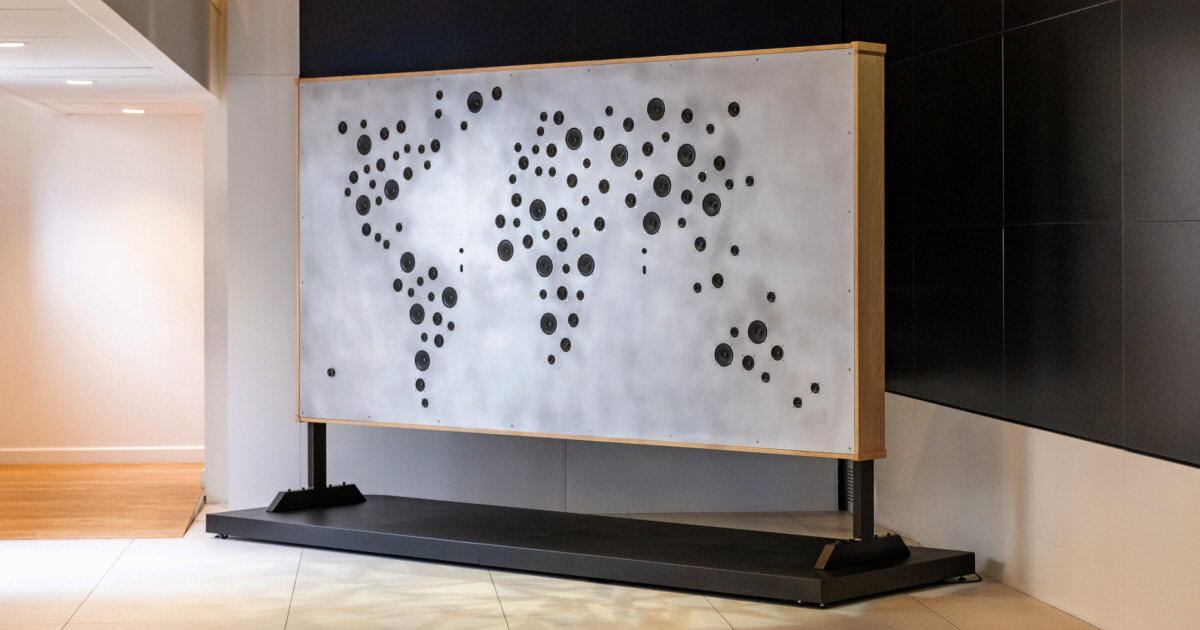 yuri suzuki installs world map with speakers that play ambient sounds at google’s paris office