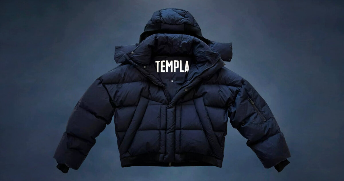 biodegradable down puffer jacket by templa and allied feather + down decomposes in 5 years