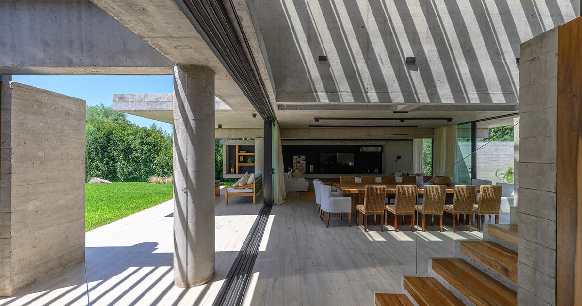 expressive concrete structure floods nnarquitectos’ casa nnCLP with striped shadows