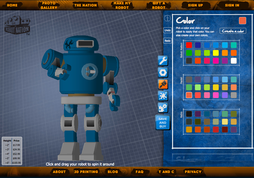 build your own custom robot at my robot nation