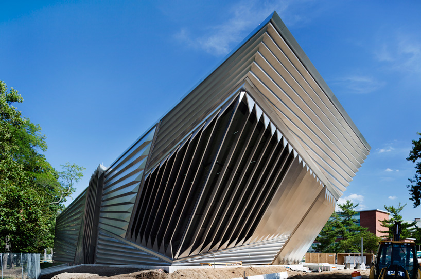 zaha hadid's broad art museum dons a pleated metal facade