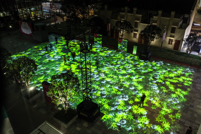 digital projection chevalier miguel flower garden power mapping designboom flowers kerry jing lights installations spring lighting center outdoor virtual around