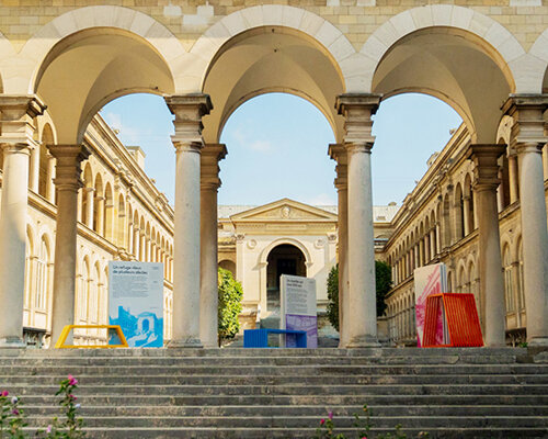 studio BOLOZ enlivens courtyard of hôtel-dieu in paris with vibrant, modular installations