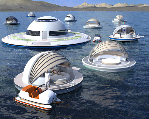 pierpaolo lazzarini's mobile floating suite concept swirls into the seaside hospitality market