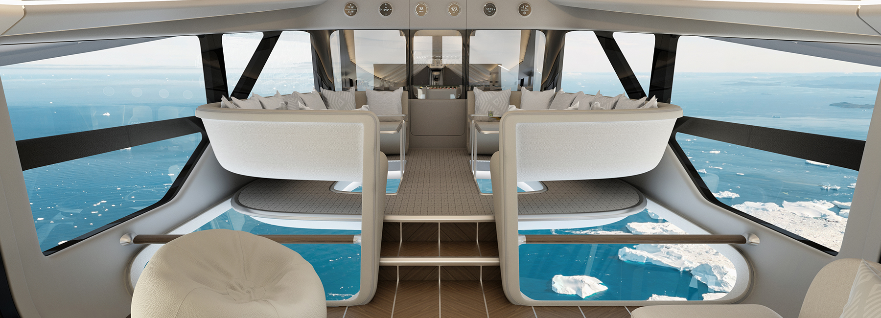 design Q unveils luxury cabin design for hybrid air vehicles airlander 10 at farnborough air show