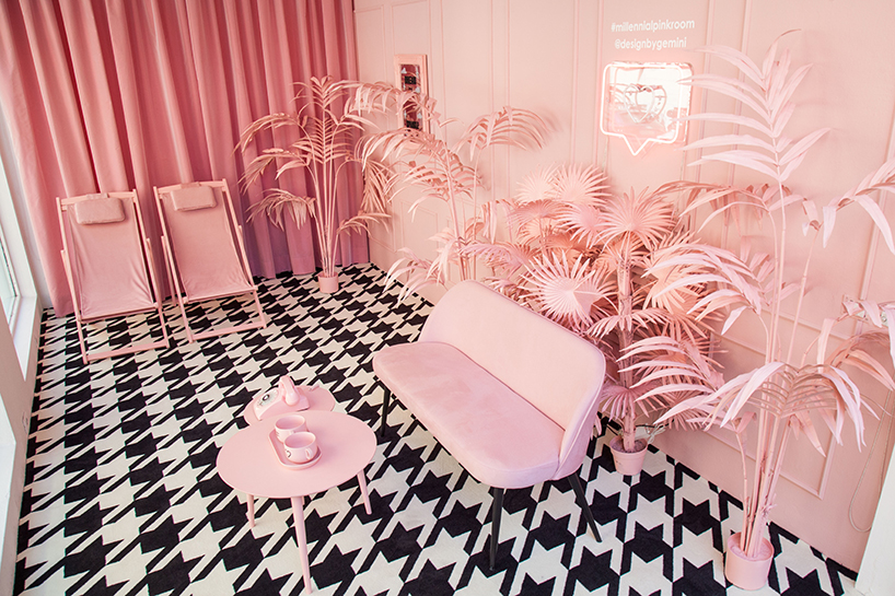designbygemini paints palm trees in millennial pink at milan
