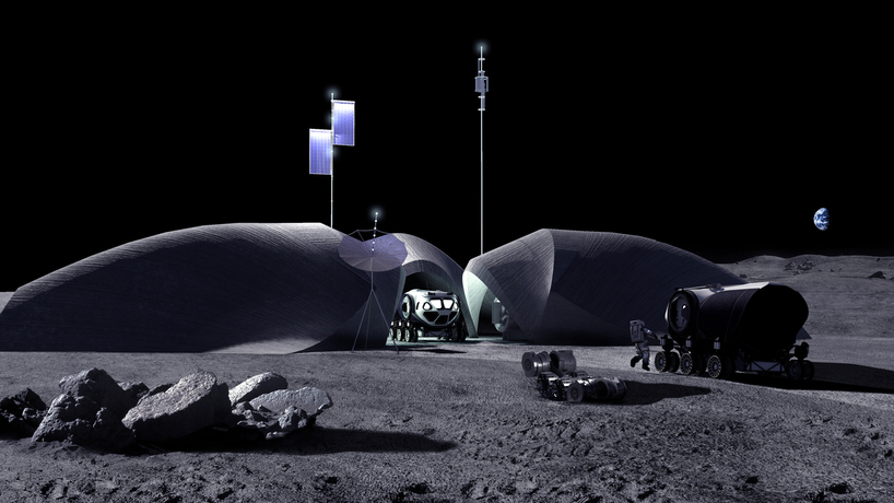 HASSELL's modular moon habitat for EU space agency uses 3D printed parts  from lunar soil