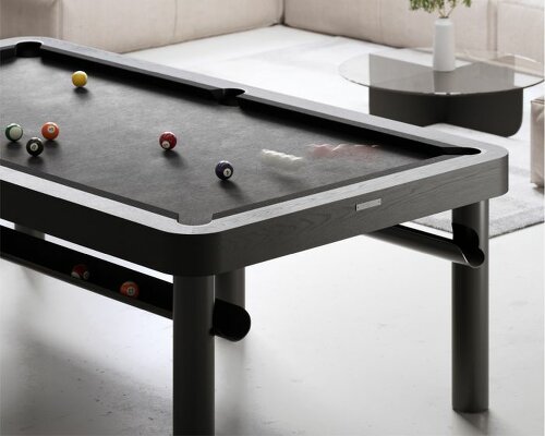 monika kozderkova's laser-cut steel pool table is a lightweight reinvention of the classic game 