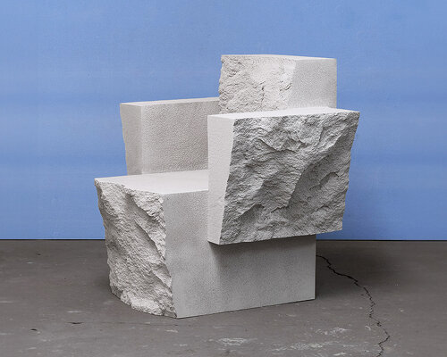 ryota akiyama repurposes urethane foam into primitive, rock-like objects