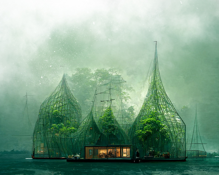 a cluster of biophilic habitats form gabriele filippi’s green floating village along miami's bay