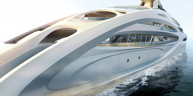 zaha hadid designs 128m superyacht for blohm + voss