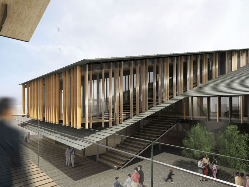 kengo kuma plans louvered tomioka city hall in central japan