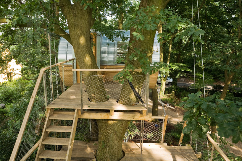 baumraum places elliptical pod around two oaks for ...