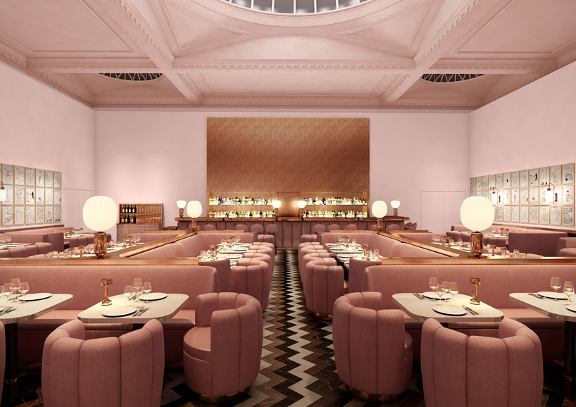 david shrigley lines sketch restaurant s pink walls with 