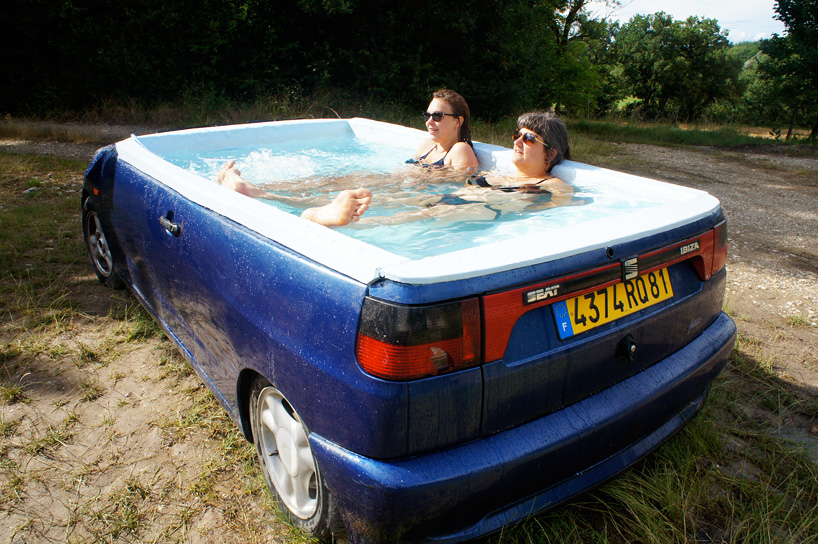 Benedetto bufalino turns seat ibiza sedan into a jacuzzi 