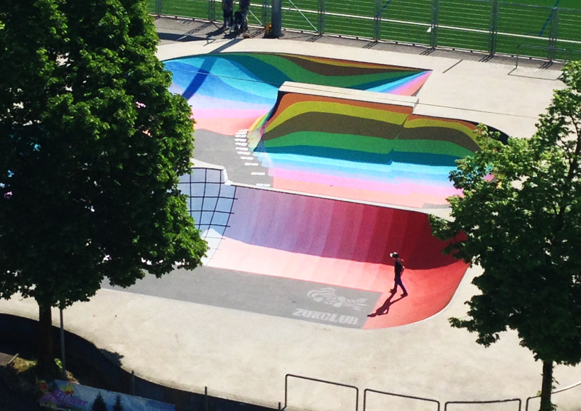 zuk club paints lugano skatepark as a working sundial