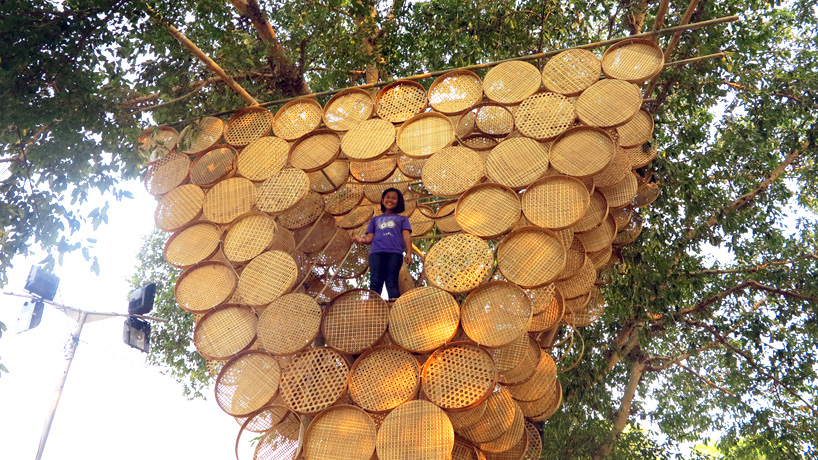 budi pradono architects weaves treehouse with bamboo modules