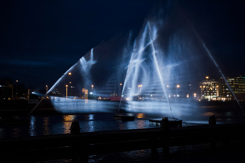 visualSKIN project ghost ship hologram along amsterdam canal