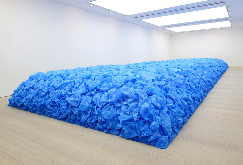 jean-françois boclé floods the saatchi gallery in a sea of blue bags