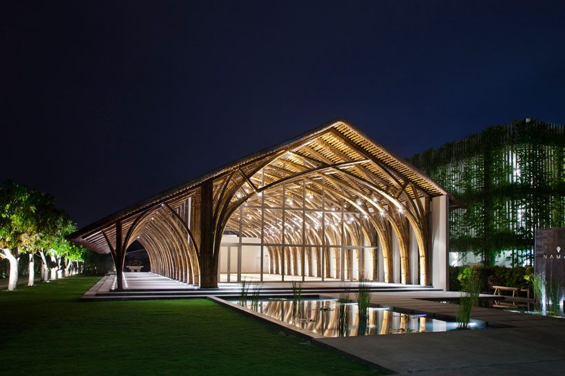 vo trong nghia constructs hall using two types of bamboo