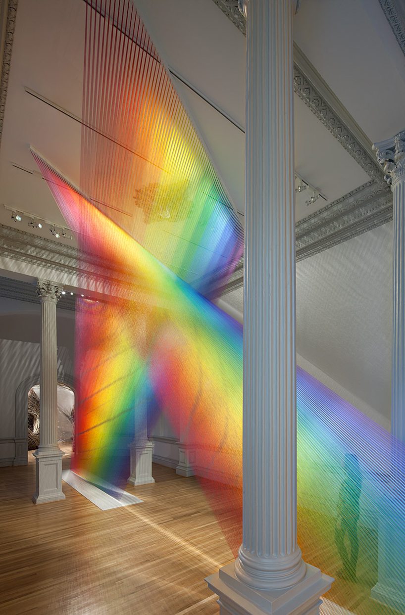 gabriel dawe weaves 60 miles of rainbow thread through renwick gallery