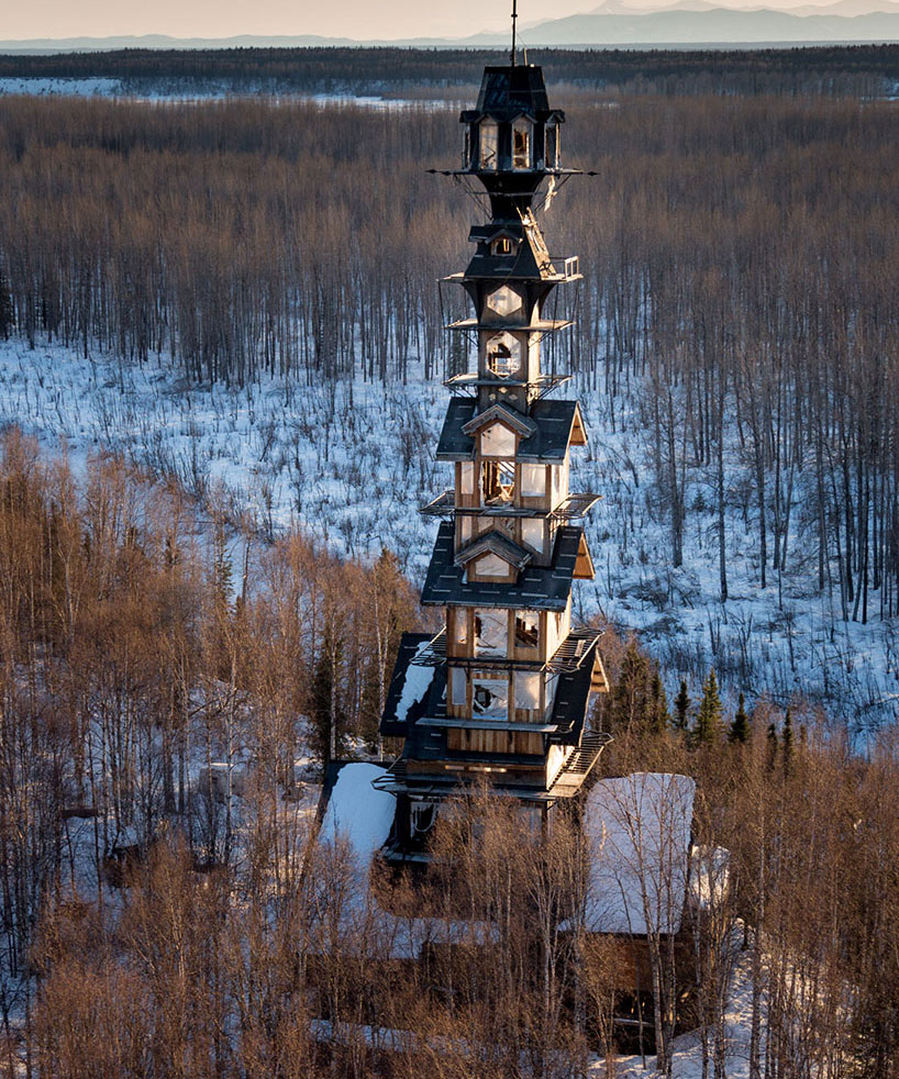 Alaskan Attorney Builds 185 Foot Stacked Log Cabin Tower In The