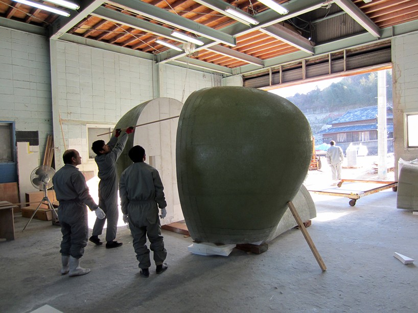 Hisakazu shimizu installs bollard of love on shodoshima 