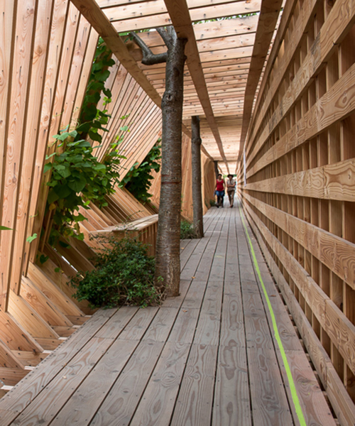 atelier vecteur carves a timber tunnel through nantes