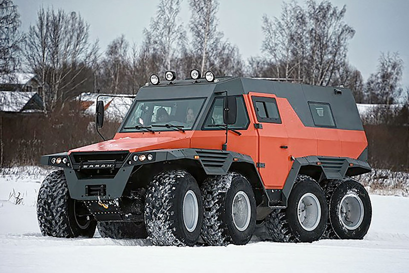 the avtoros shaman 8x8 is an amphibious all-terrain vehicle